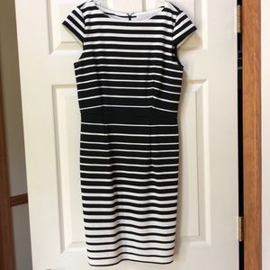 LOFT Petite Cap Sleeve Striped Dress